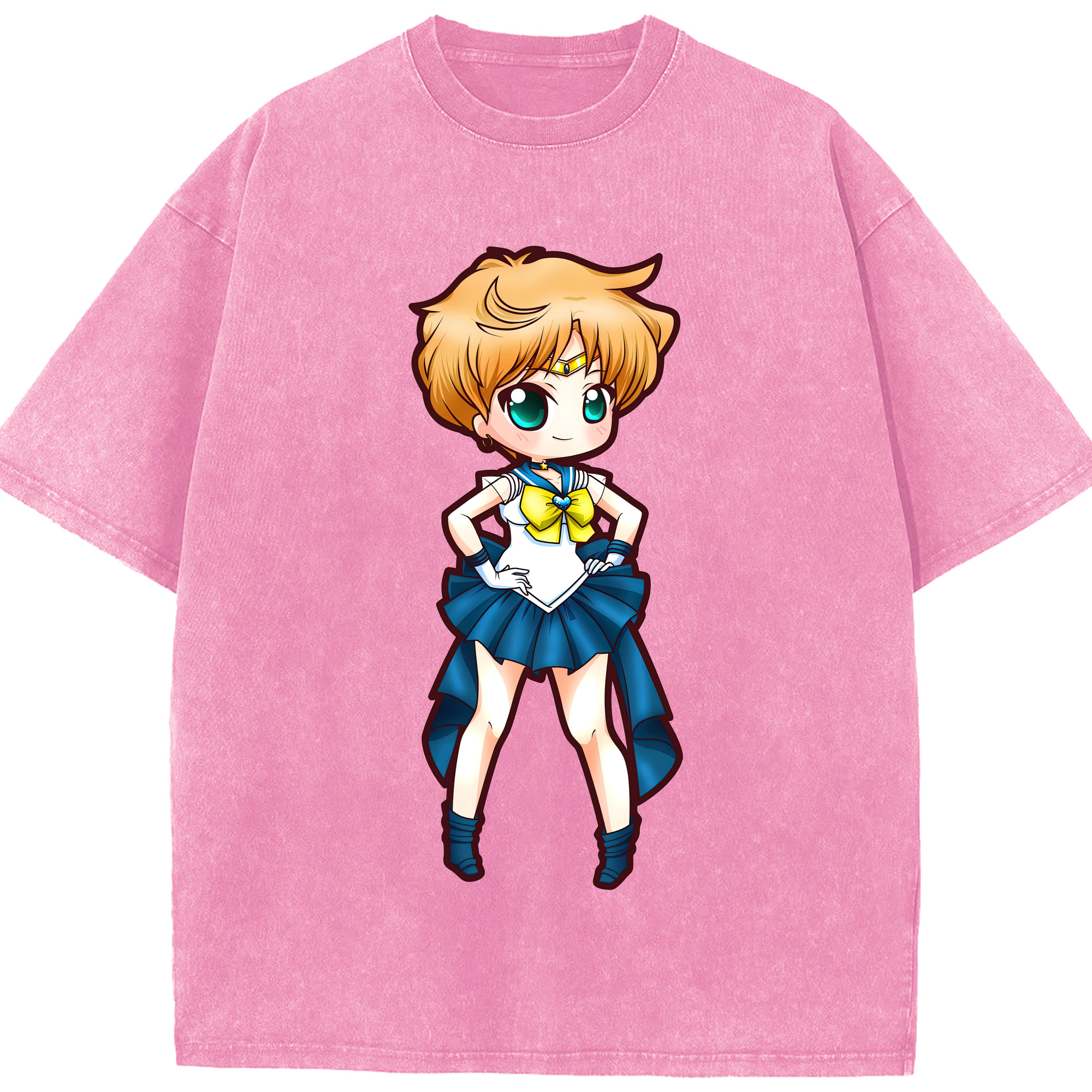（画像用） 美少女戦士セーラームーン 天王はるか Sailor Moon Tenoh Haruka 綿100% ヴィンテージ風 半袖Tシャツ（フロントプリント）